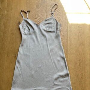 Y2K BCBG Max Azria Red Label Silver Slip Dress Size Small
